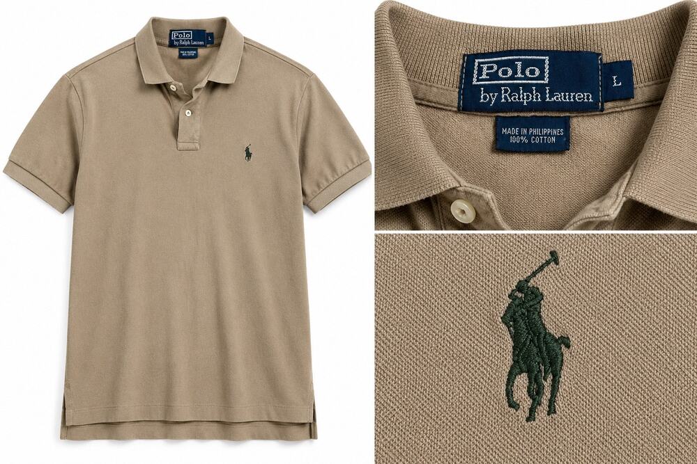 Polo Ralph Lauren Men’s Classic Fit Polo Shirt Tan Khaki 100% Cotton pony